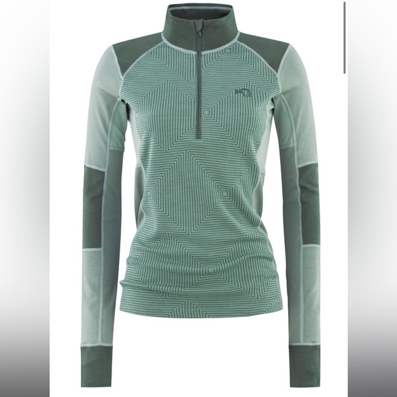 Kari Traa Tora Sage Green half zip wool base layer - Picture 1 of 2